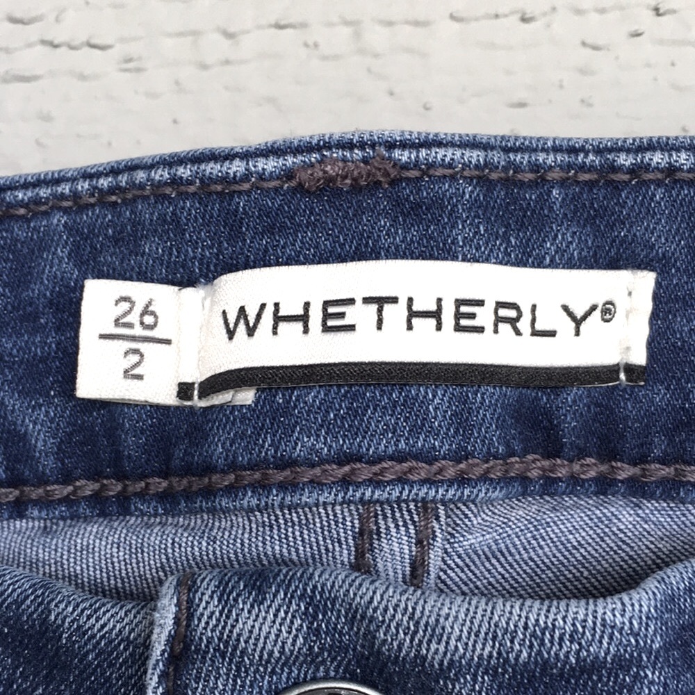 NWOT 🌸 BUTTON FLY WHETHERLY “COOPER” HIGH RISE SKINNY JEANS CLASSIC BLUE RAW HEM - Picture 4 of 11